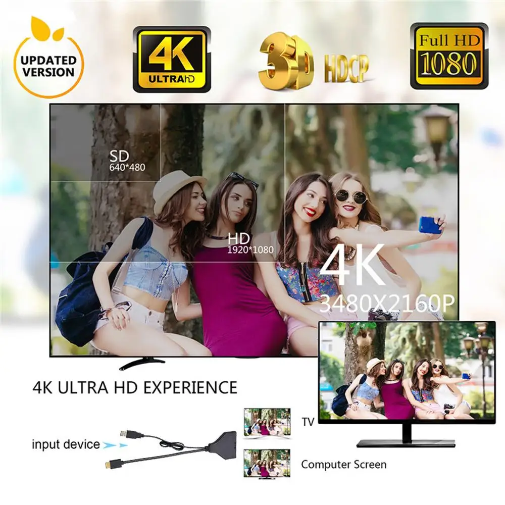 4K HDMI 2 0 кабель 1080P видео сплиттер адаптер конвертер 1 в выхода папа к UHD