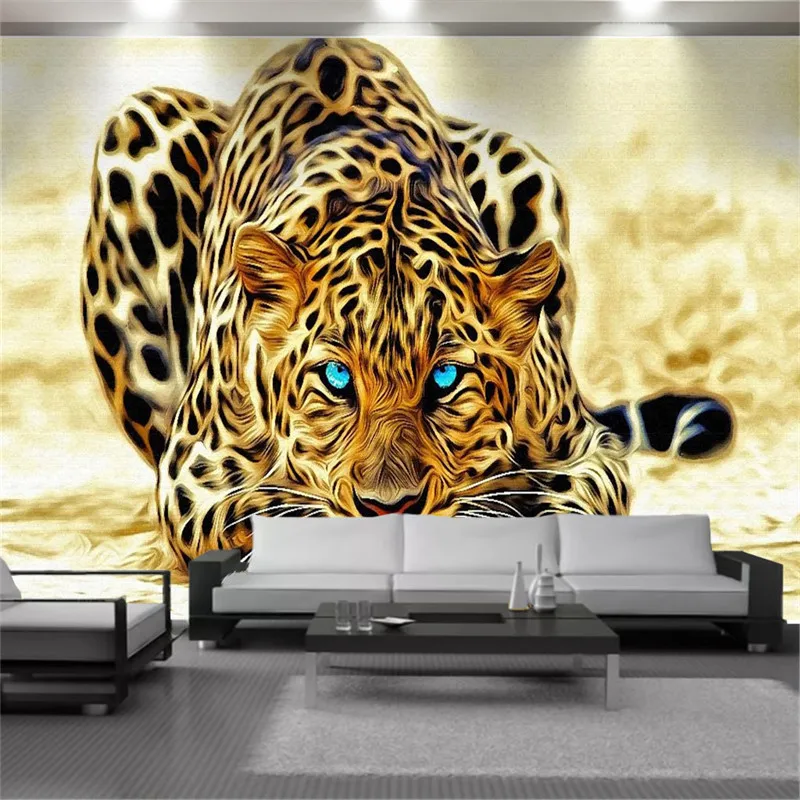 Custom Mural 3d Wallcovering Wallpaper Ferocious Tiger 3D Animal Wallpapers Living Room Bedroom Kitchen Home Decor Wall Covering