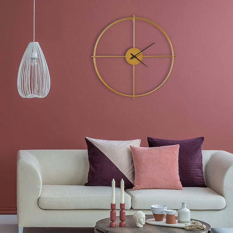 

Golden Circular Nordic Modern Silent Living Room Decorative Wall Clocks Creativity Geometric Design Metal Home Wall Clock Large