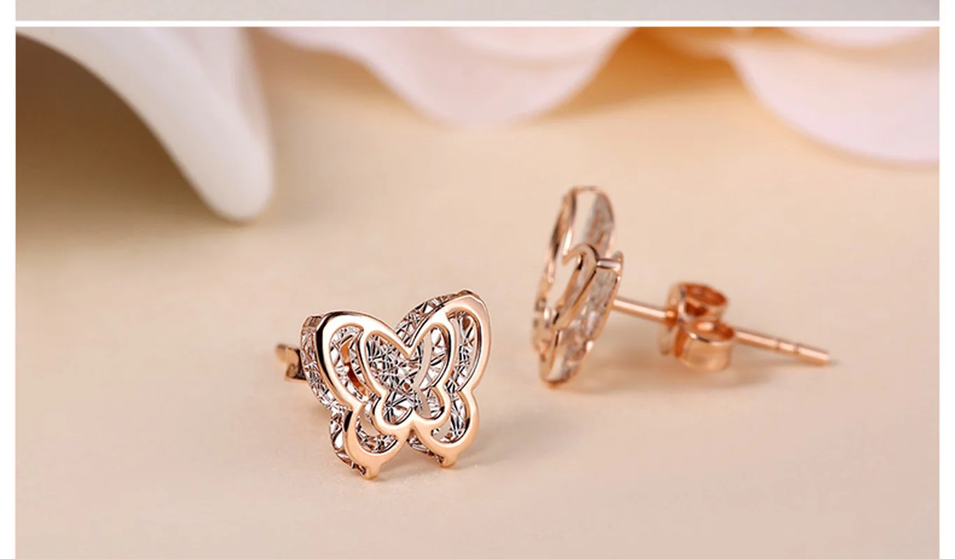 Женские серьги гвоздики из розового золота 18 К|Серьги-гвоздики| |