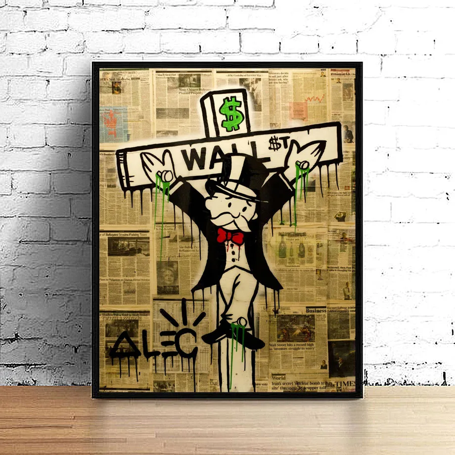 Фото Художественные принты Alec Graffiti, богатые долларовые художественные постеры и принты, настенные художественные принты для гостиной, домашний декор №3