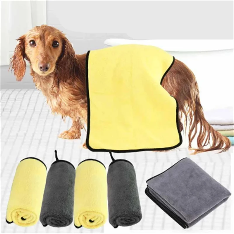 

New Pet Dog Cat Bath Towel Soft Coral Fleece Absorbent Towel Quick-drying Bath Towel Convenient Cleaning Wipes Pet Supplies