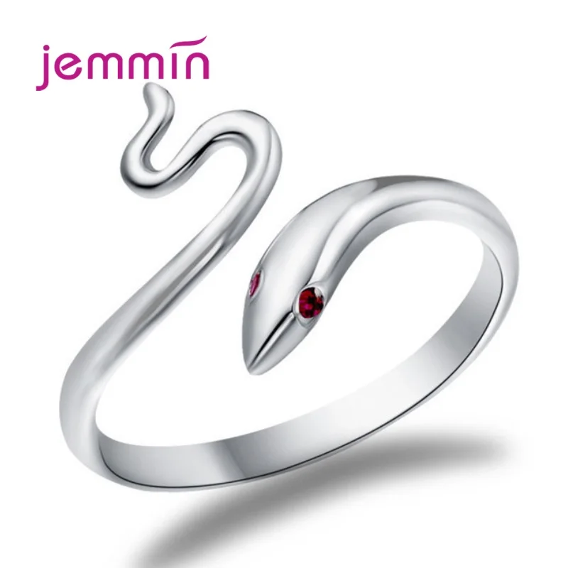 

100% Real 925 Sterling Silver Adjustable Smart Snake Shape Female Finger Ring For Women Classic Luxury Wedding Jewelry Gifts