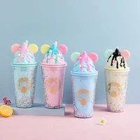 portable cat ice cream ice cup summer ear christmas gift straw cup coffee drink cup cute water bottle girls kawaii water cups