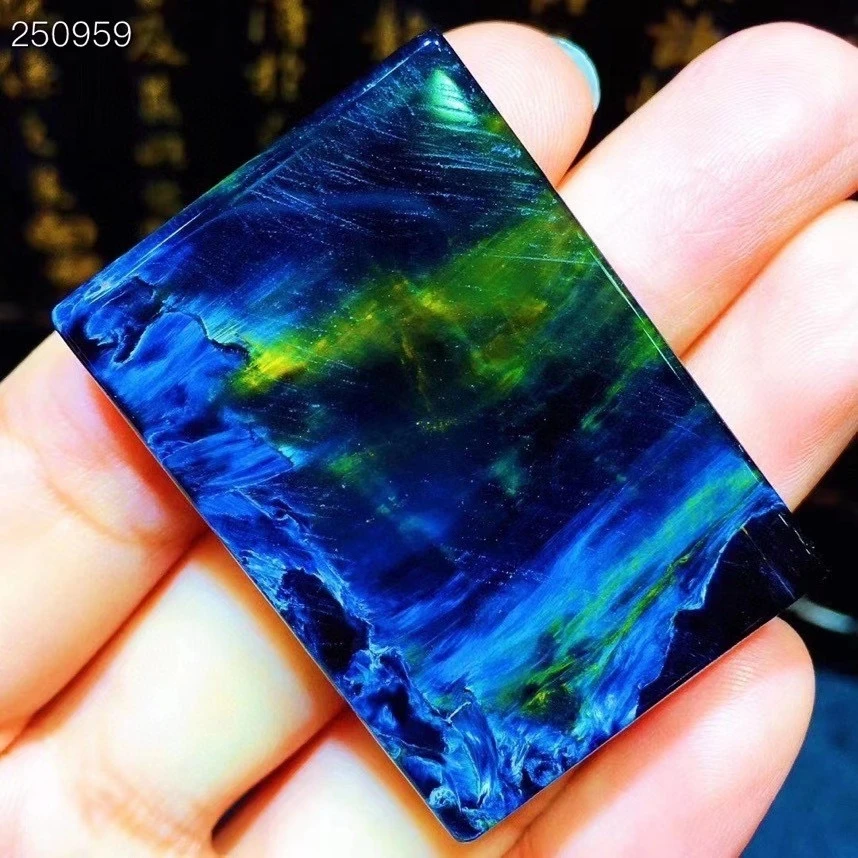 

Genuine Natural Blue Pietersite Chatoyant Rectangle Pendant 41x28.6x7.4mm Women Cat Eye Jewelry Namibia Genuine AAAAAA
