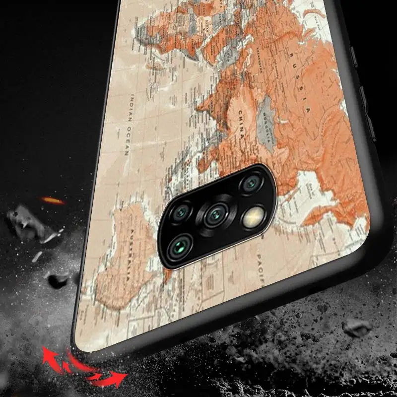 

Colorful Map Travel For Xiaomi Redmi K30 K30S Mi 10T Lite Pro Poco X3 NFC X2 M3 M2 F2 Pro C3 F1 Soft Black Phone Case