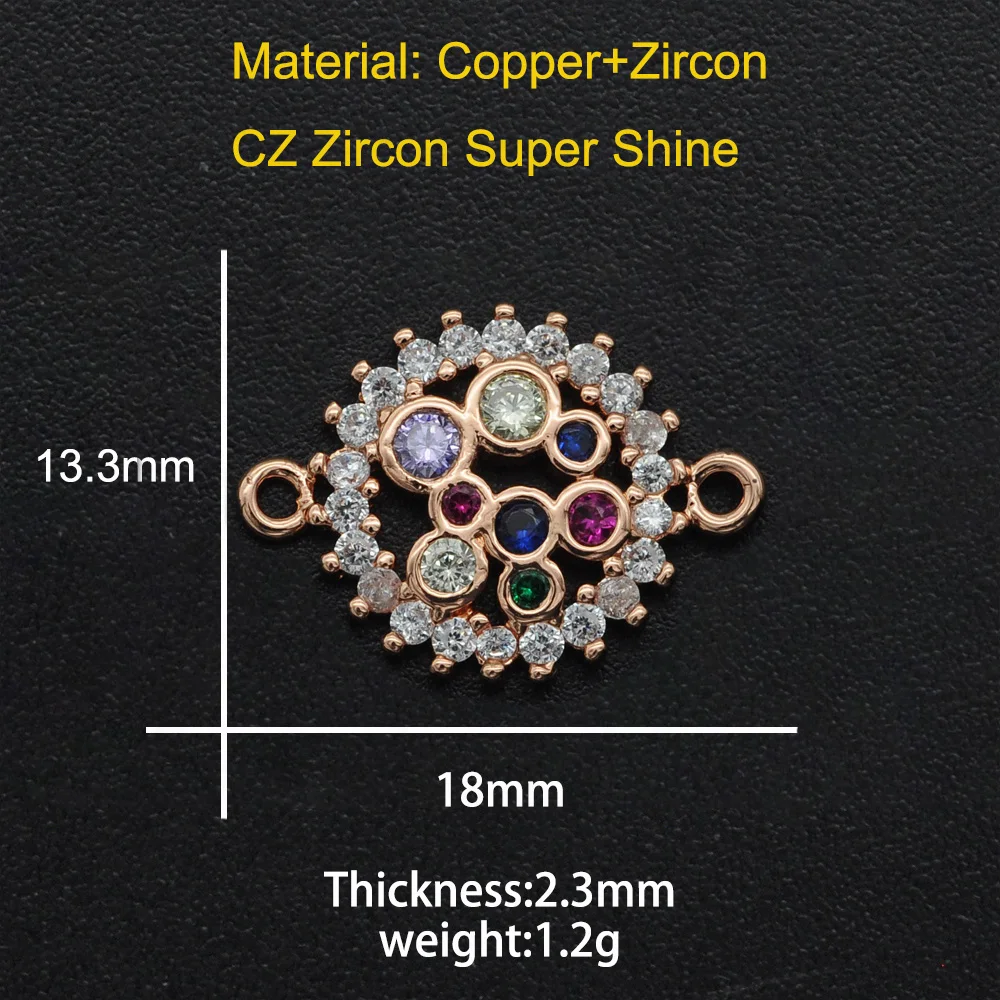 

13x18mm 100% CZ Zircon DIY Jewelry Rainbow Disc Connectors Charm Wholesale Jewellery Connector Fashion Jewelry Accessories
