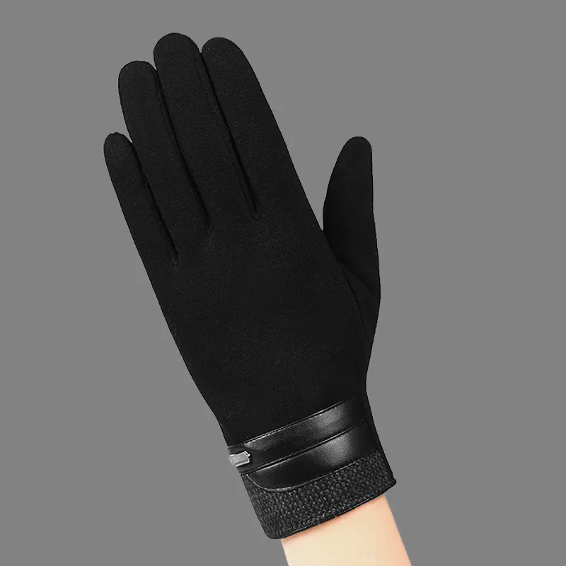 C- black Роскошные кожаные мото Guantes PU лоскутные толстые перчатки мужские зимние перчатки мужские мотоциклетные теплые перчатки противоскользящие - Цвет: C- black