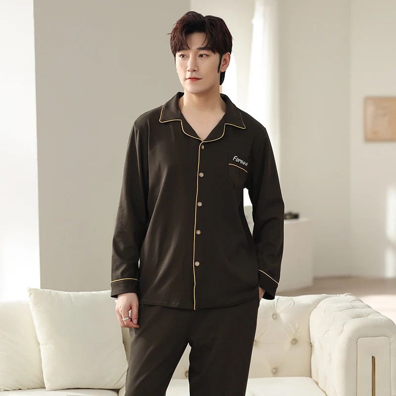 Новинка 2021 осенне-зимние хлопковые Пижамные комплекты для пар модная простая