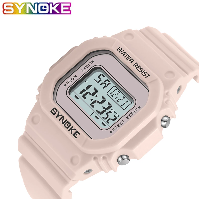 SYNOKE повседневные мужские и женские цифровые часы спортивные цветные светящиеся
