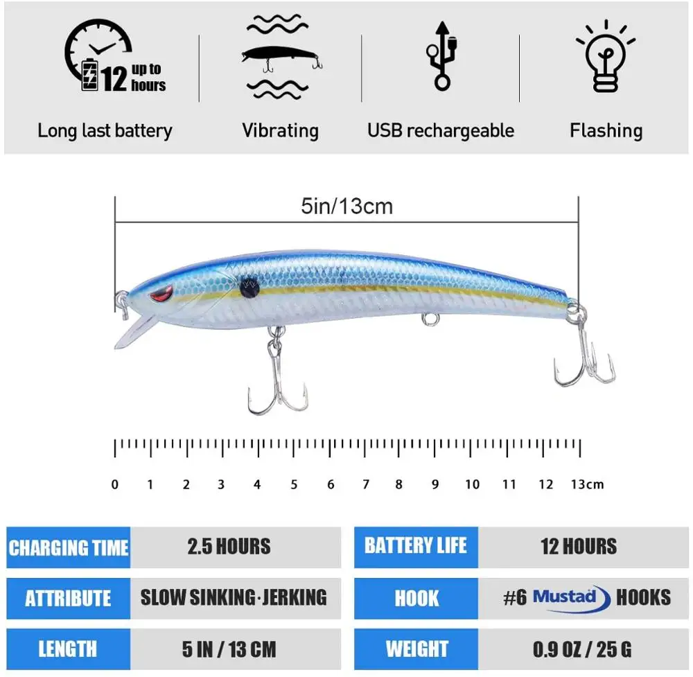 Электрическая рыболовная приманка-робот светодиодный фонарь с зарядкой от USB 5