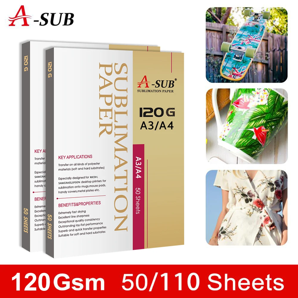 A-SUB Sublimation Paper for Any Inkjet Printer with Sublimation Ink 110 Sheets Letter Size