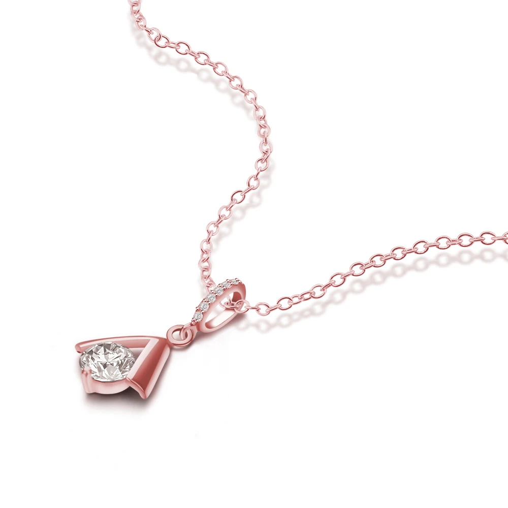 Женское колье из серебра 925 пробы с V-образным кристаллом |