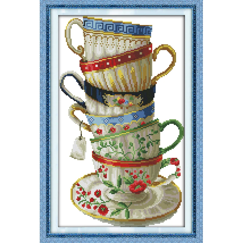 

Everlasting Love Christmas Elegant Coffee Cup Chinese Cross Stitch Kits Ecological Cotton Stamped 11 New Store Sales Promotion