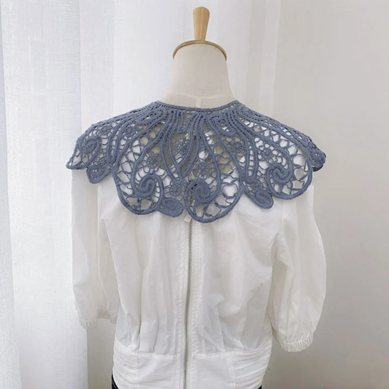 

Женский цветочный кружевной накладной воротник, шаль с жемчужными пуговицами, декоративное ожерелье, накидка M68C