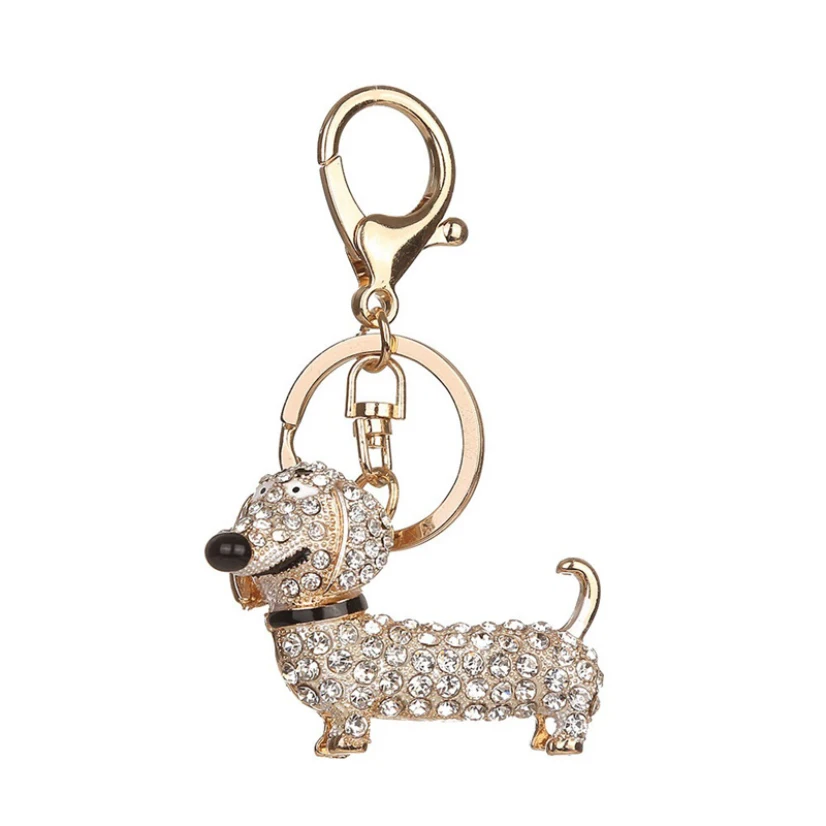 

Crystal Full Rhinestone Key Chain Ring Dachshund Luxury Keychains Women Jewelry Dog Pendant Fashion Phone Bag Charm Gift Girl