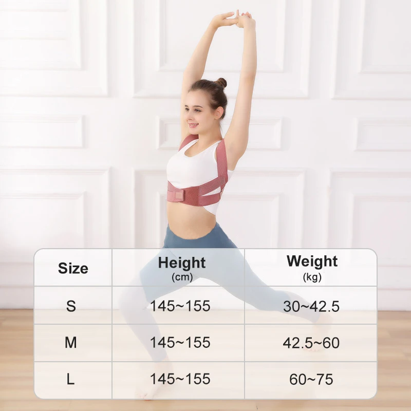 

Pink Posture Corrector Shoulder Strap Back Support Belt for Straight Back Lumbar Belt Man With Back Corrector Corset Unisex
