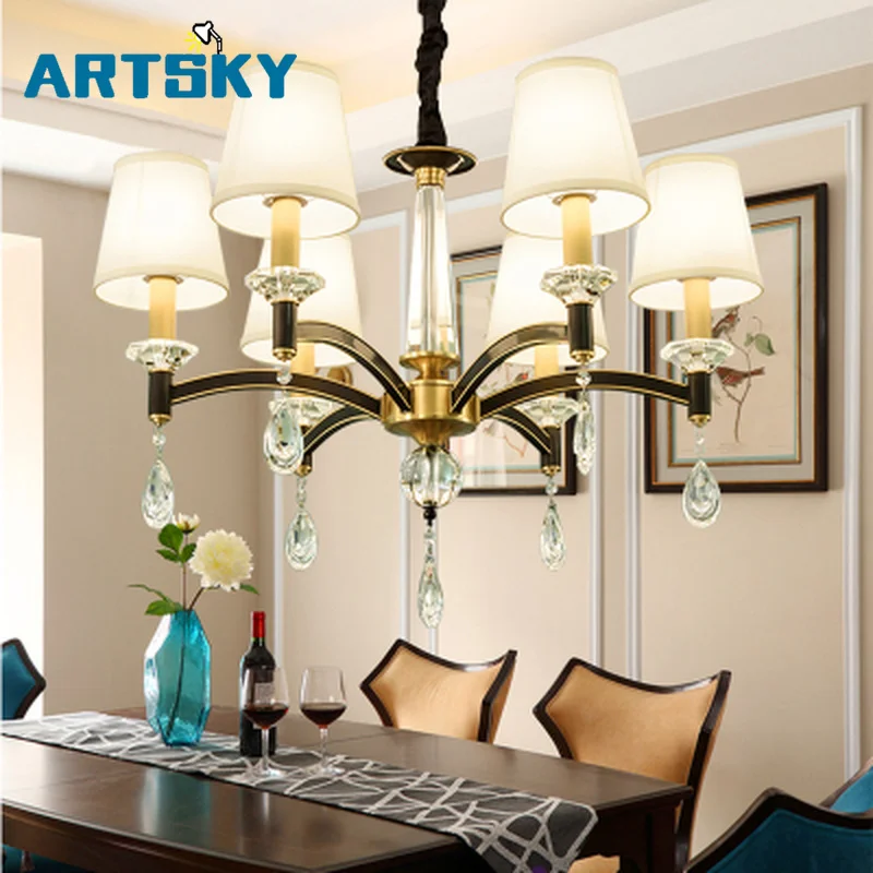 Простая бронзовая люстра в американском стиле для гостиной и уютные лампы