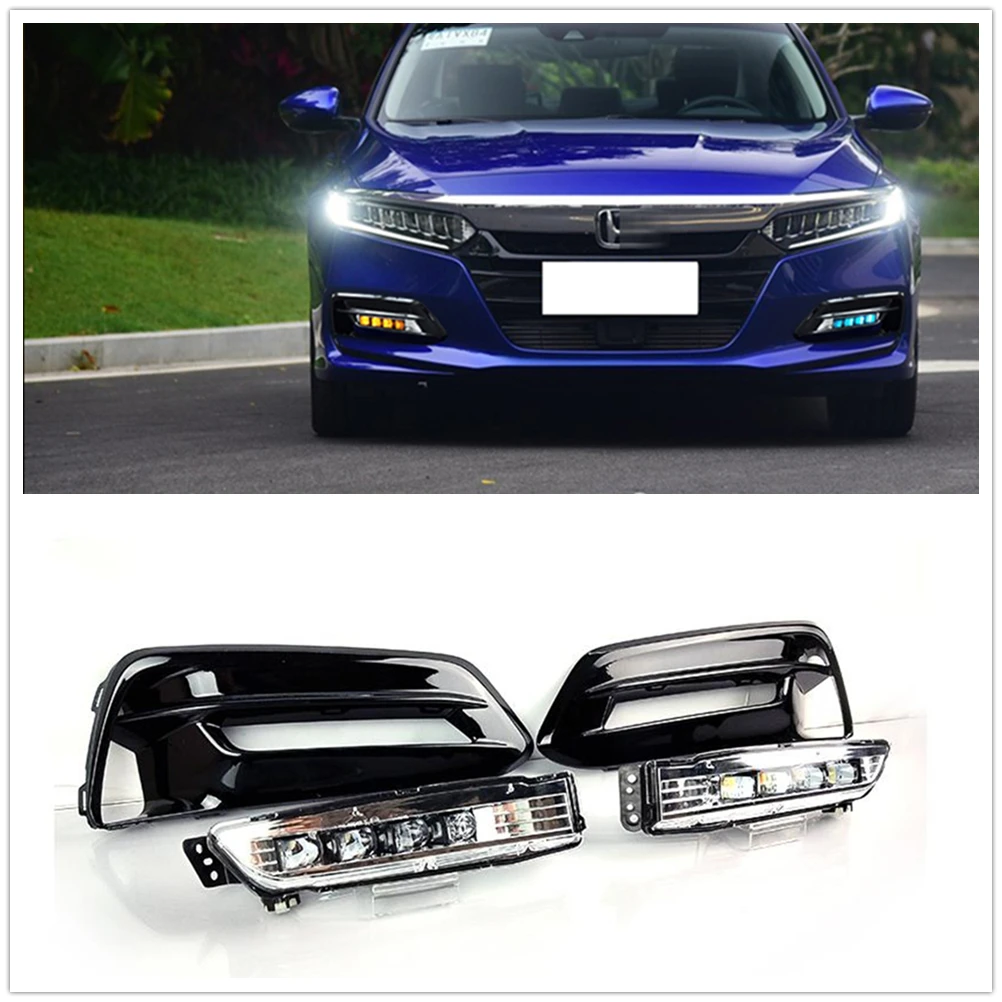 

For Honda Accord 10th 2018-2019 LED Daytime Running Day Light Car Front Bumper Side Air Vent Fog Lamp Turn Signal Indicator Bulb