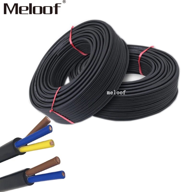 10 м резиновый мягкий кабель 18 AWG 0,75 мм2 силовой провод 2/3 жилы контакты медный провод проводник Электрический YZW кабель черный