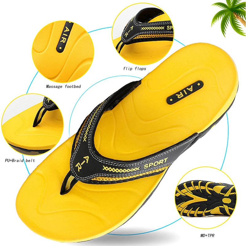 Мужские летние легкие шлепанцы с открытым носком слипоны пляжные лоферы тапочки