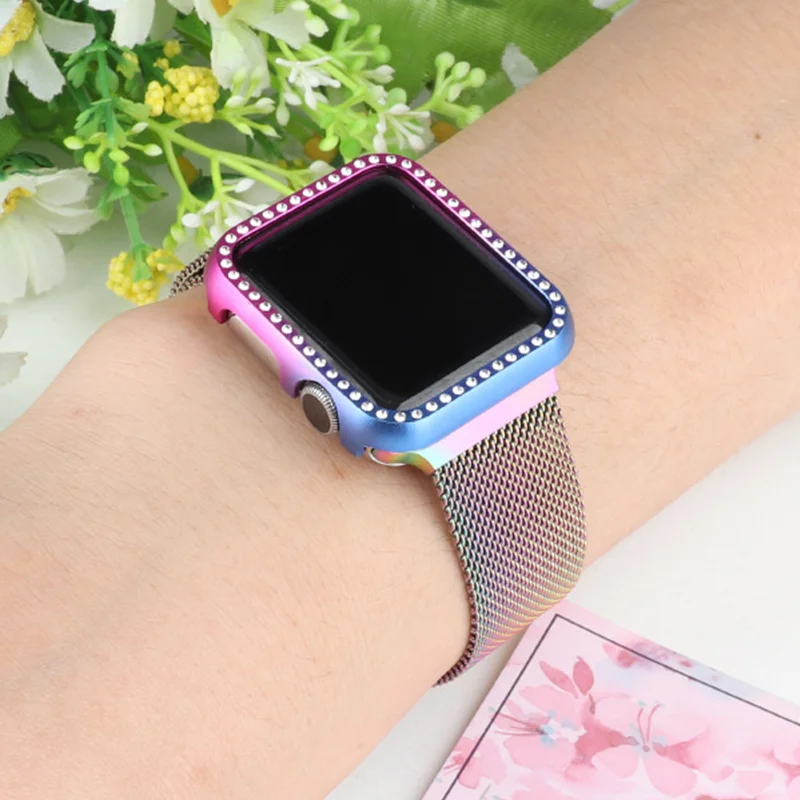 

For Apple watch band cover Diamond 42/38/40 44mm serie 4/3 2 Aluminum alloy Frame bumper For iwatch se 6 5 case protective shell