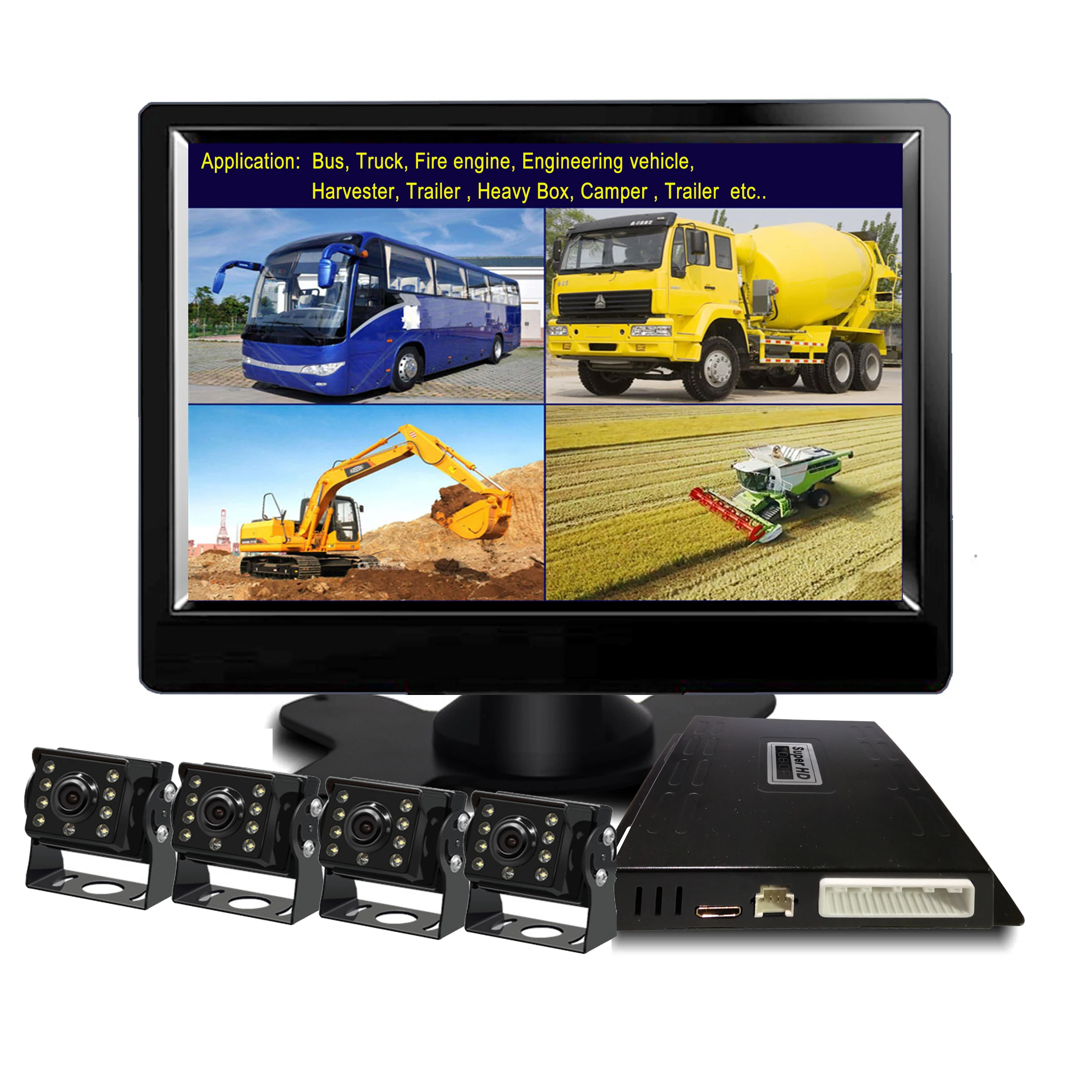 Weivision 1080P Full HD DVR монитор 7 дюймов Разделение Экран 4 Запасной Фронтальная камера Kit