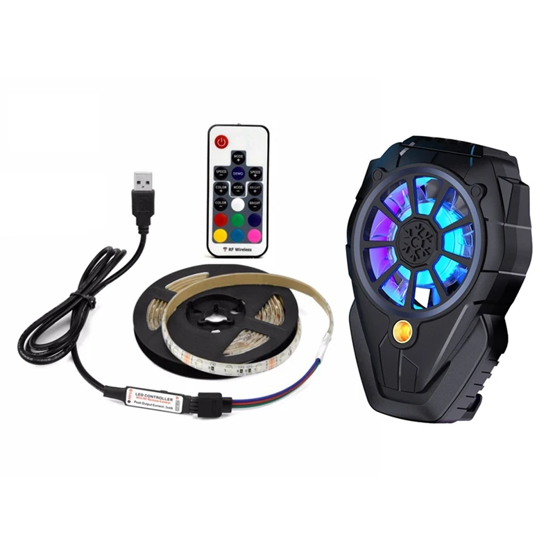 

LED USB 28355V Flexible LED Lamp Tape Ribbon with Refrigeration Phone Cooling Fan for Android IOS Game Radiator