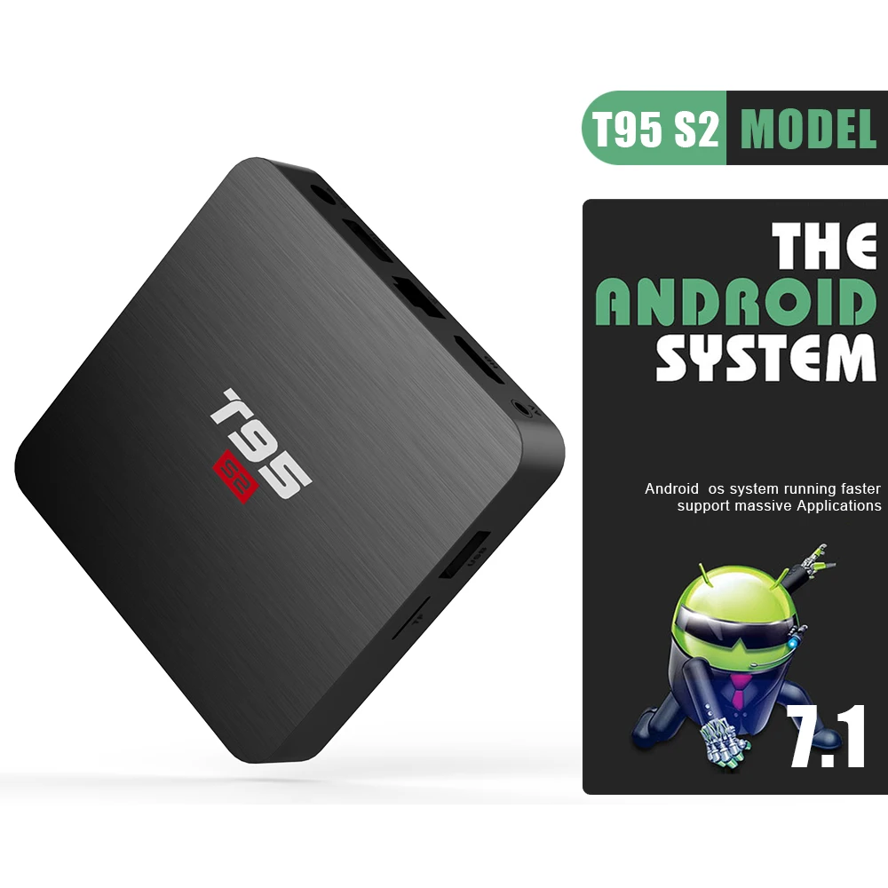 ТВ-приставка T95 S2 для Smart TV Amlogic S905W 2 Гб ОЗУ 16 ПЗУ Android 7 1 Wi-Fi 3D 4K H.265 медиаплеер PK X96 mini