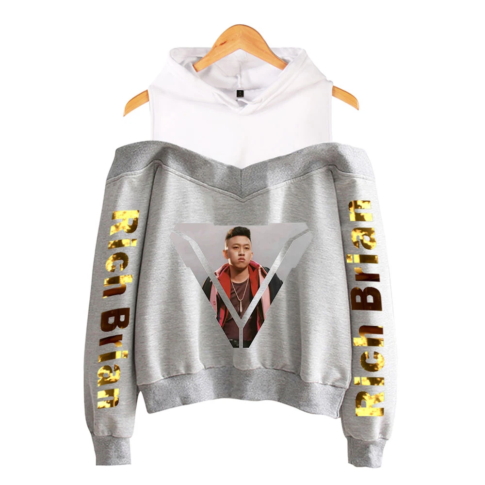 

Asian Rapper Rich Brian Hoodies Female Off Shoulder Hoodies Women Long Sleeve Hooded Sweatshirt Rich Chigga Casual Girls Clothes