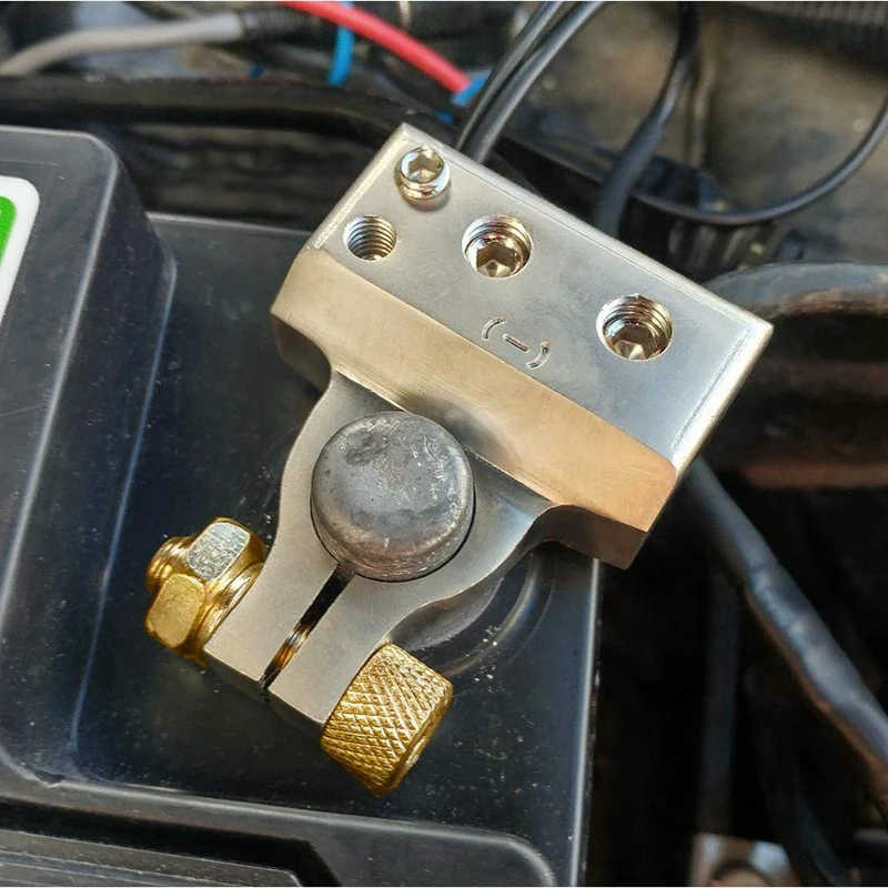 

Car Battery Terminal Connectors Kit-AWG Positive Negative Car Battery Post Clamp with 2 Clear Covers Shims