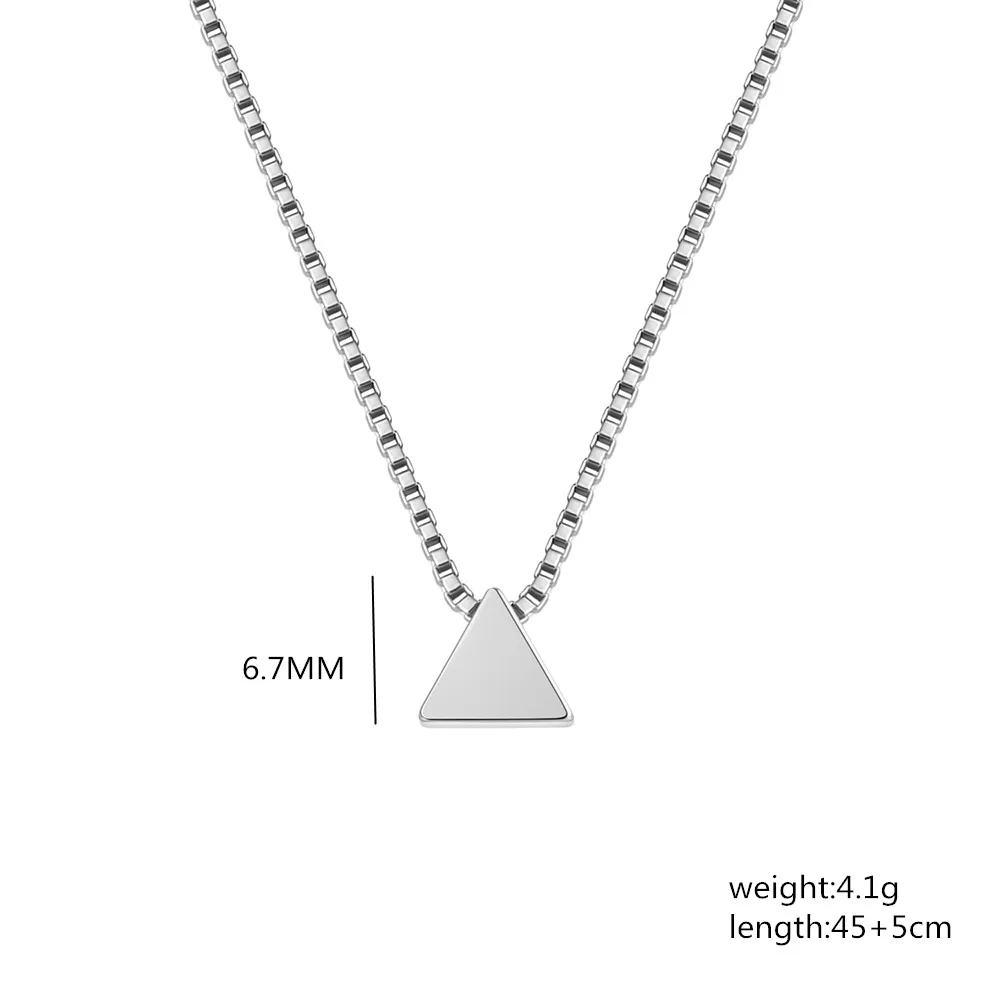 hot 925 color silver popular box chain geometry triangle pendant necklace for women fashion brands party jewelry holiday gift free global shipping