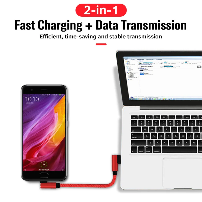 FONKEN 25cm Short Phone Charger Cable USB Type C Mini Angle For Huawei Samsung Charge Micro 2.4A Fast | Мобильные телефоны и