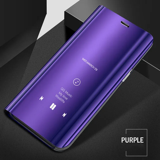 Purple Pocophone f1 чехол mi rror флип чехол s для xiaomi mi 9t 9 se 8 a2 lite a3 6 play max3 чехол для redmi note 8 7 6 pro 7a 6a 4a go s2 - Цвет: Purple