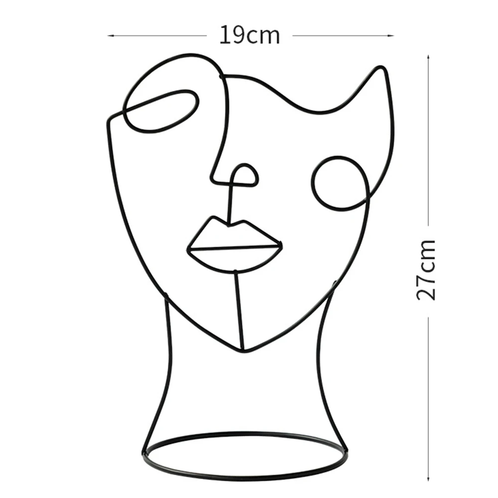 Абстрактная Металлическая черная декоративная статуя для лица в стиле ретро