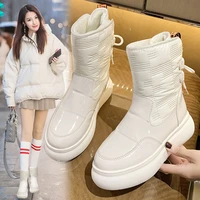 womens white snow boots short boots 2021 new winter warm outdoor waterproof non slip tube thick bottom plush cotton shoes