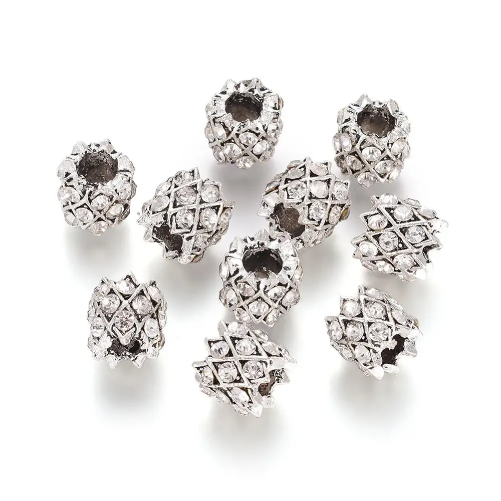 10 шт 6 цветов античный посеребренный сплав Европейские Бусины большое отверстие