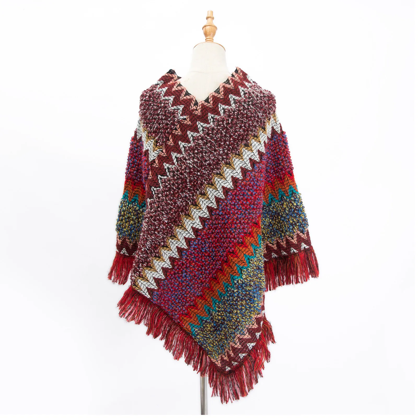 Лидер продаж женская накидка в этническом стиле ретро с кисточками толстая