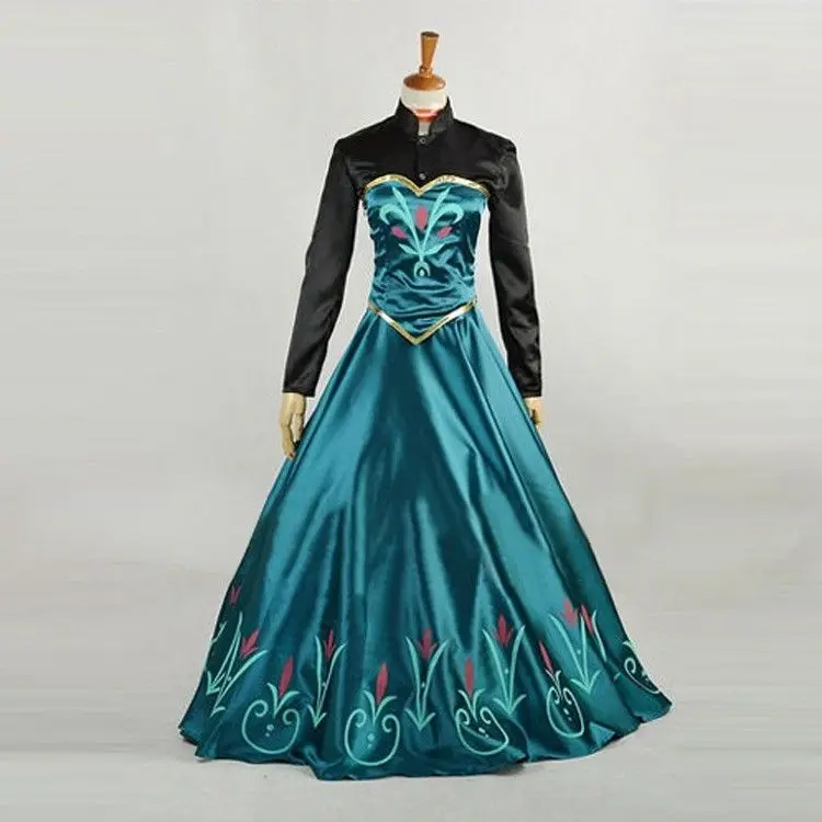 

Brand New Adults Frozen Snow Anna Fancy Dress With Cape Queen Cosplay Party Stage Costume Long Sleeve Women For Girls