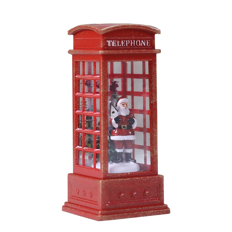 

Creative Christmas Phone Booth Santa Claus Oil Lamp Plastic Dollhouse Decoration Accessories Toys For Children Gift