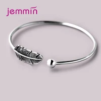korean trend 925 sterling silver round bead feather bracelets for women girls leaf bracelet leaf jewelry birthday gift