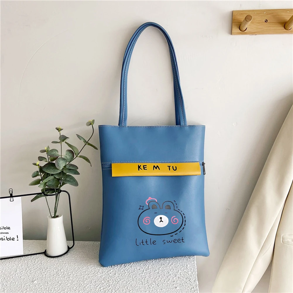 

Модные женские сумки на плечо из искусственной кожи, сумка для покупок с мультяшным принтом под подмышку, Женские винтажные вместительные с...