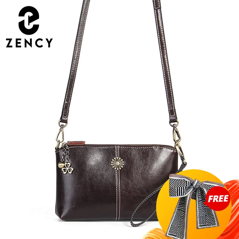 Женская сумка мессенджер Zency через плечо из 100% натуральной кожи черного и