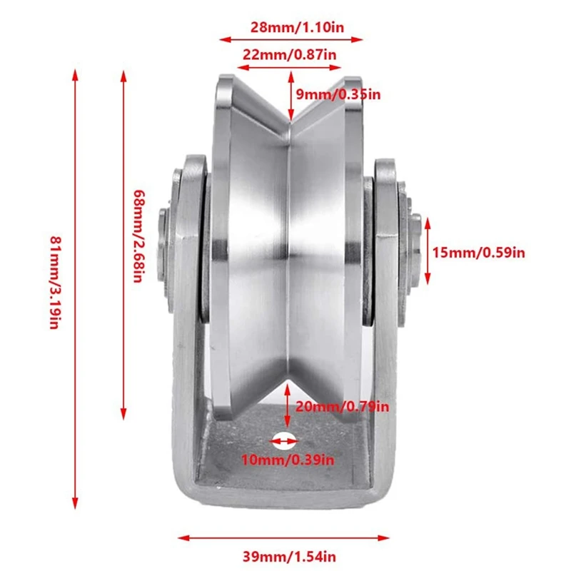 

2Pcs 2 Inch Roller Wheel Bearings V /U Groove Pulley Wheels Detachable Heavy Duty Grooved Wheel for Material Handling
