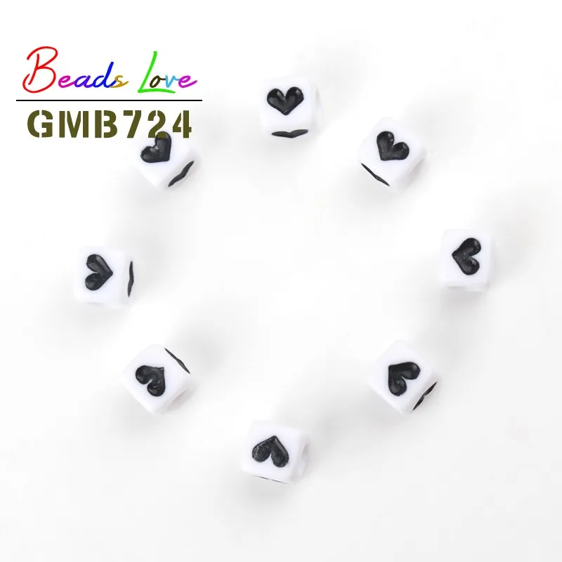 Оптовая продажа Микс 100 шт. белые квадратные сердца акриловые бусины россыпью для