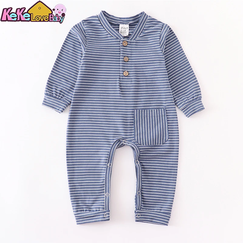 Autumn Newborn Baby Rompers Stripe Long Sleeve Jumpsuit Clothes Cotton For Baby Boy Pajama Toddler Outfit 0 To 3 6 12 18 Months