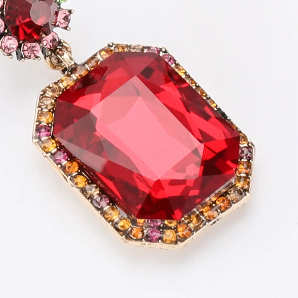 ZX Wholesale Luxury Banquet Large Rectangle Rhinestone Statement Drop Earrings Wedding Party Crystal Big Dangle | Украшения и