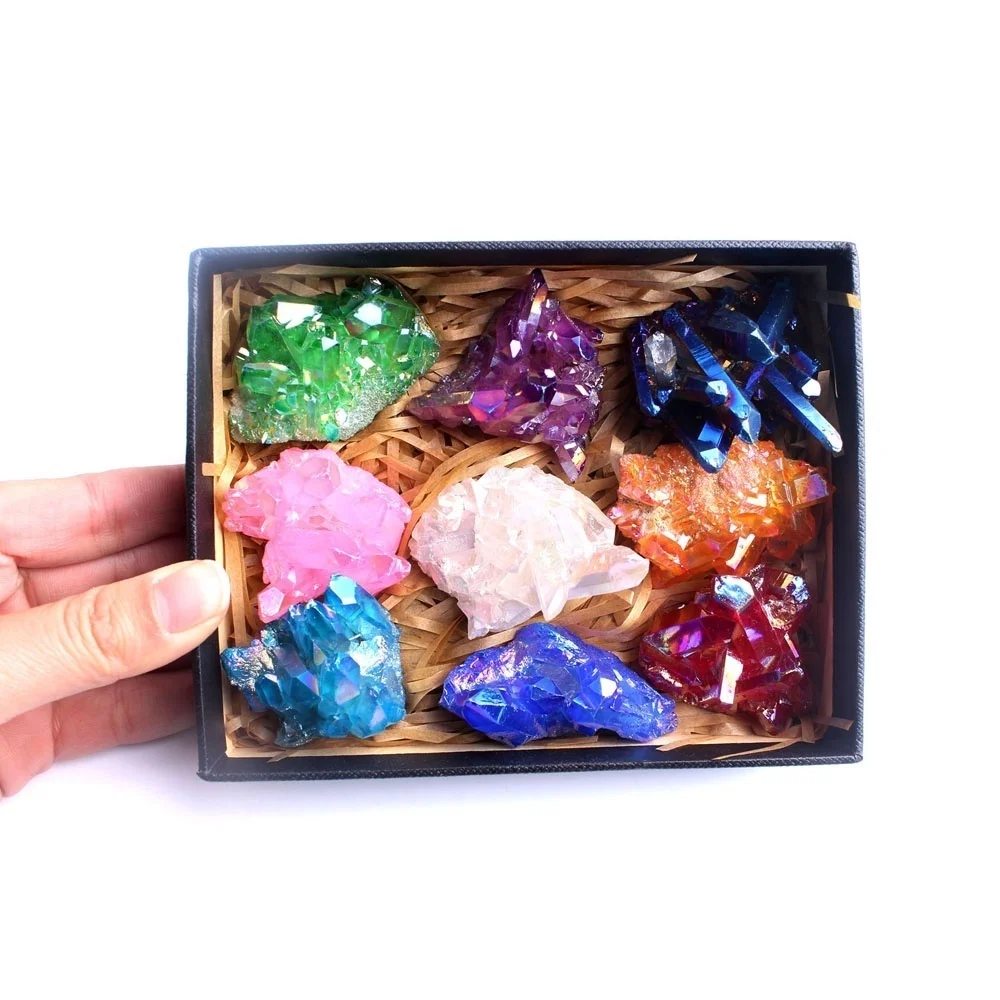 Новый гальванический Кристалл кварц кластера Vug красный 7 Чакра рокстоун