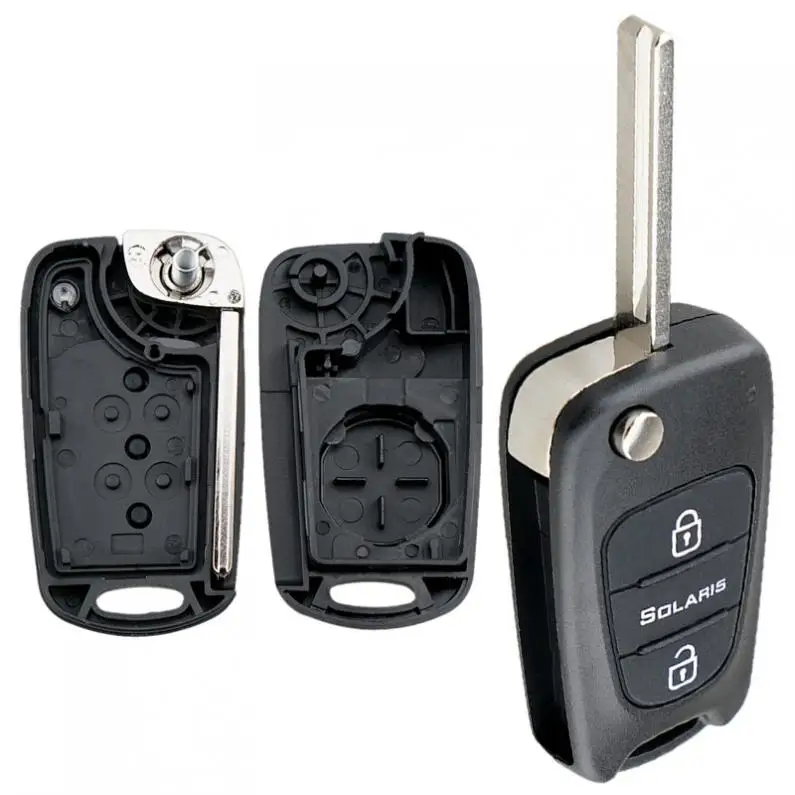 3 Buttons Flip Folding Remote Car Key Case Replacement Blank Fob Shell Fit for Hyundai Solaris 2018 | Автомобили и мотоциклы
