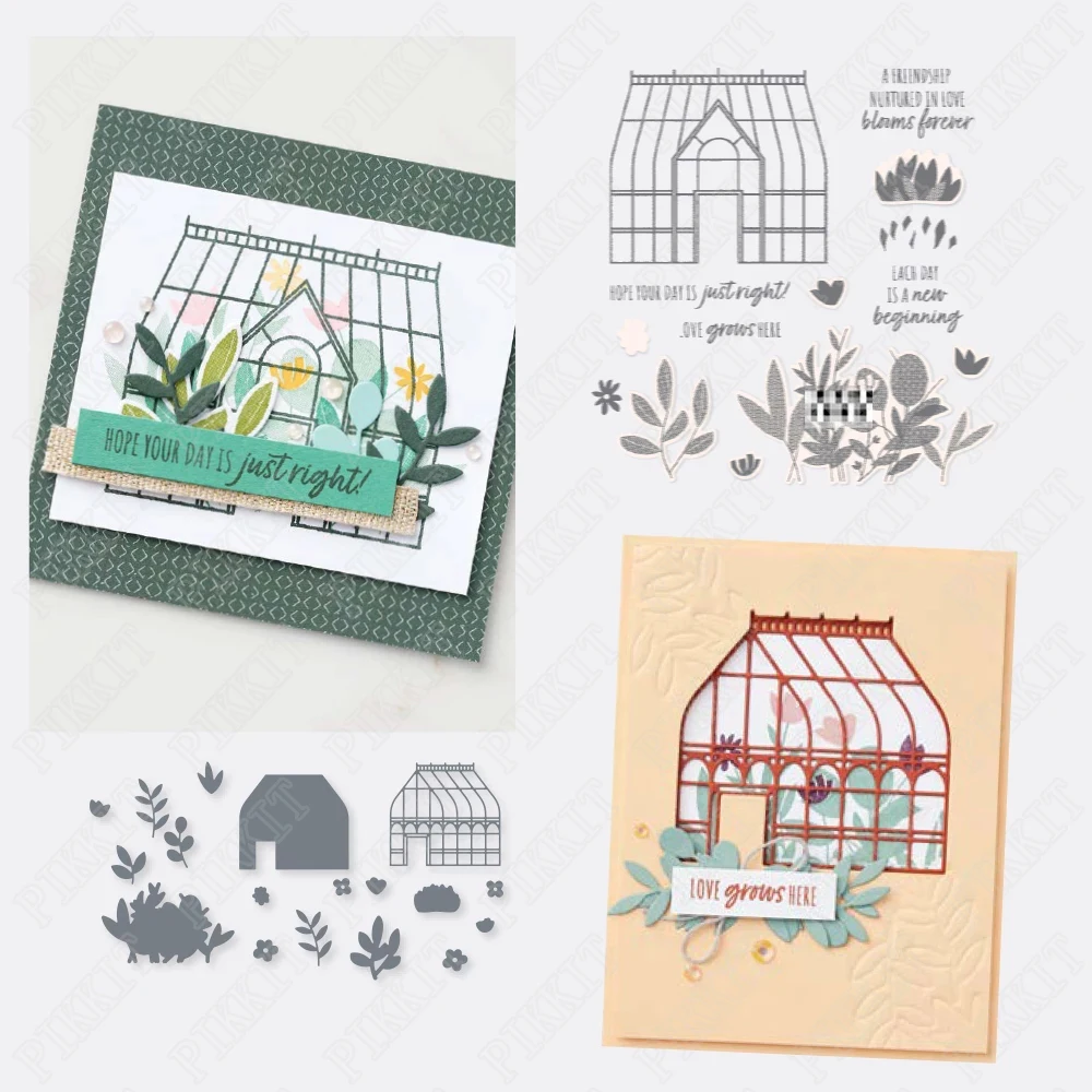 

Flower And Grass Cottage Metal Cutting Dies & Stamps Scrapbook DiaryDecoration Embossing Template DIY Greeting Card Handmade